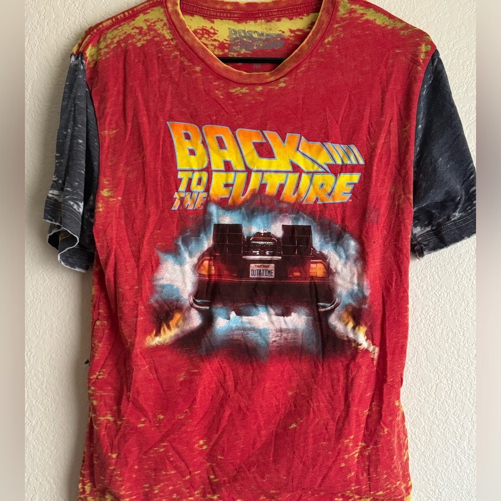 Back To The Future Red Yellow Short Sleeve Shirt Shirt Size Medium